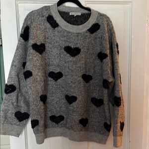 Gray Heart Pattern Sweater